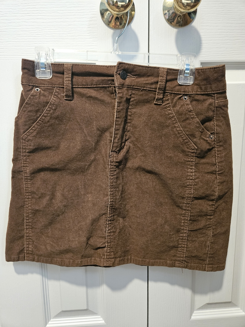 Time and Tru Brown Corduroy Mini Skirt with Front Pockets